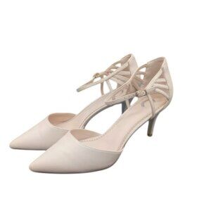 Women's Strappy Taupe Beige nude look Ankle Heels Shoe dressy  size 10